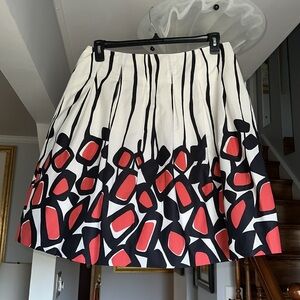 🎤🎉 Talbots Stylish Red and Black Abstract Pattern Full Skirt Sz 12
